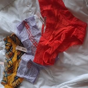 Victoria's Secret + PINK lace-trim cheeky panties size small set of 3